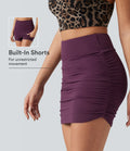 Jupe mini moulante 2-en-1 taille haute superposition en mesh froncée ourlet arrondi pour soirée