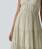Robe longue fluide à rayures et col en V