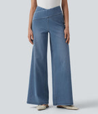 Halara Flex™ Jean large taille haute croisée ventre plat avec poches