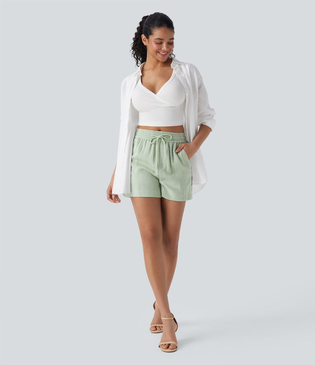 Short tailleur taille moyenne avec cordon de serrage et poches zippées latérales