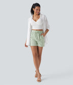 Short tailleur taille moyenne avec cordon de serrage et poches zippées latérales