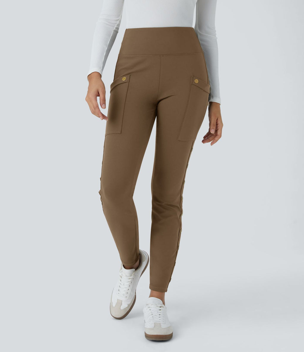 Pantalon taille haute ajusté longueur cheville avec poches décoratives DayStretch