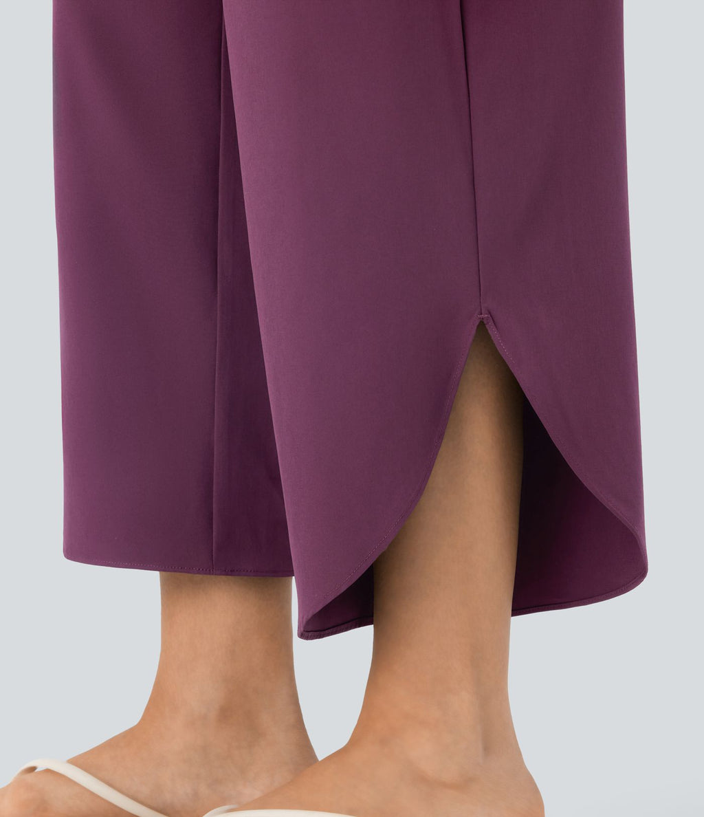 Pantalon fluide resort Breezeful™ à séchage rapide, coupe fendue et effet ventre plat