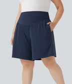 Bermuda de yoga grande taille SoftlyZero™ Airy taille haute effet frais InstantCool avec poches