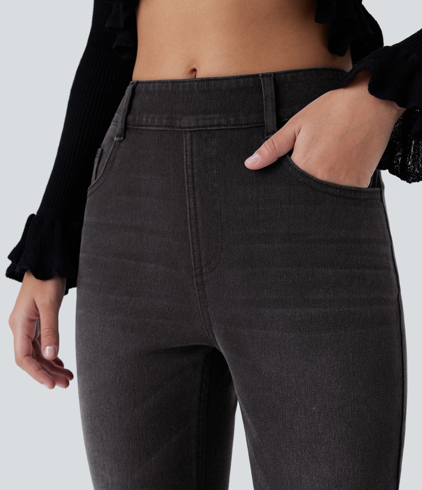 Jean skinny 7/8 décontracté taille mi-haute Halara Flex™ avec poches à enfiler