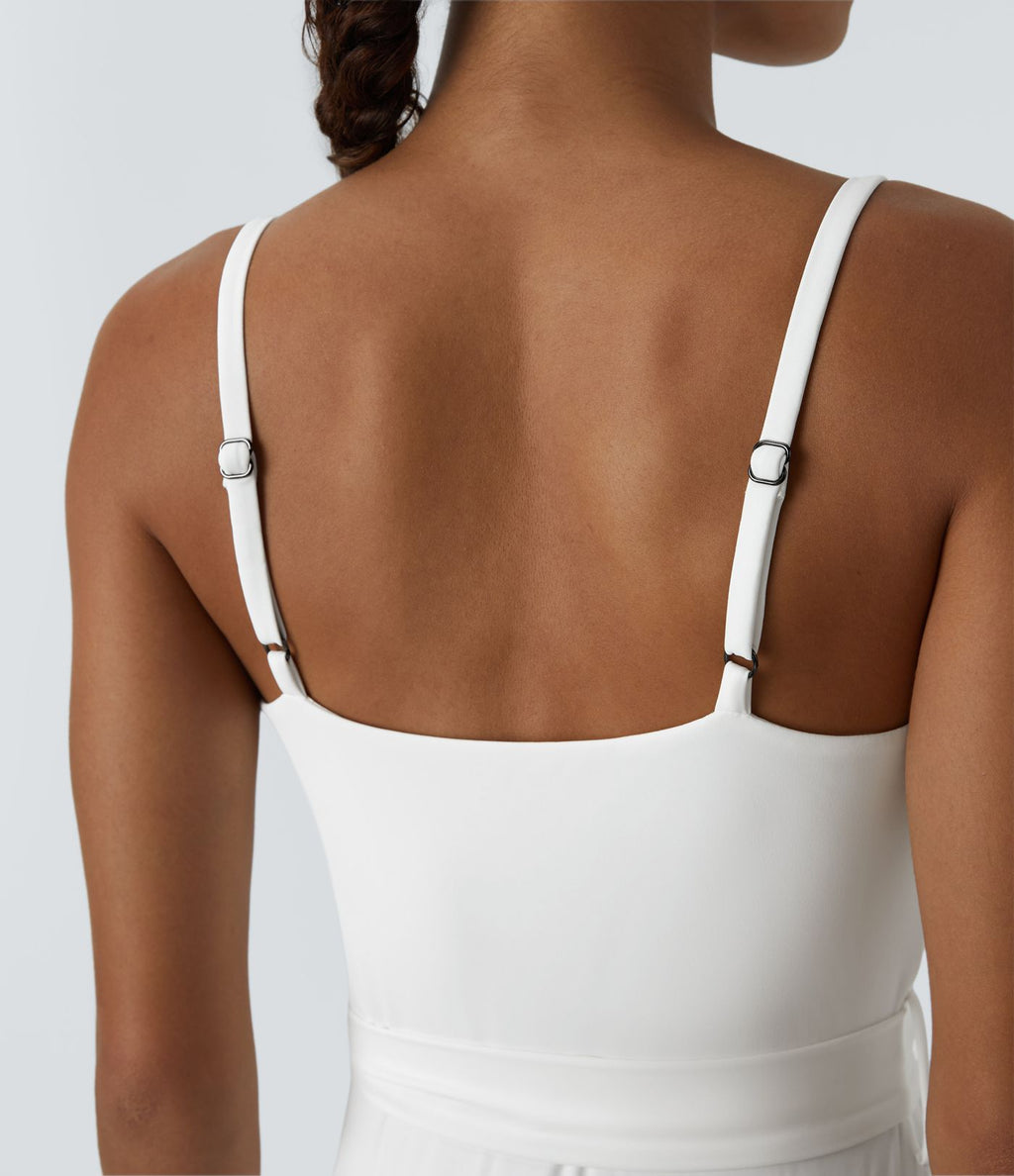 Robe décontractée mini 2-pièces col V liens latéraux volant fluide avec poche A-D