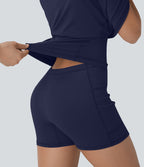 Softlyzero™ Plush Robe de danse courte dos nu avec short intégré - Version Easy Peasy