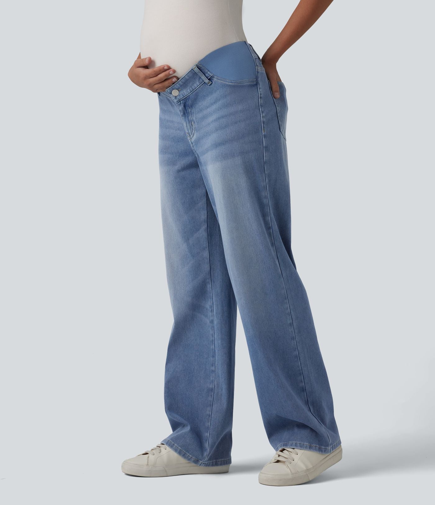 Halara Flex™ Jean droit de maternité décontracté taille mi-haute avec poches