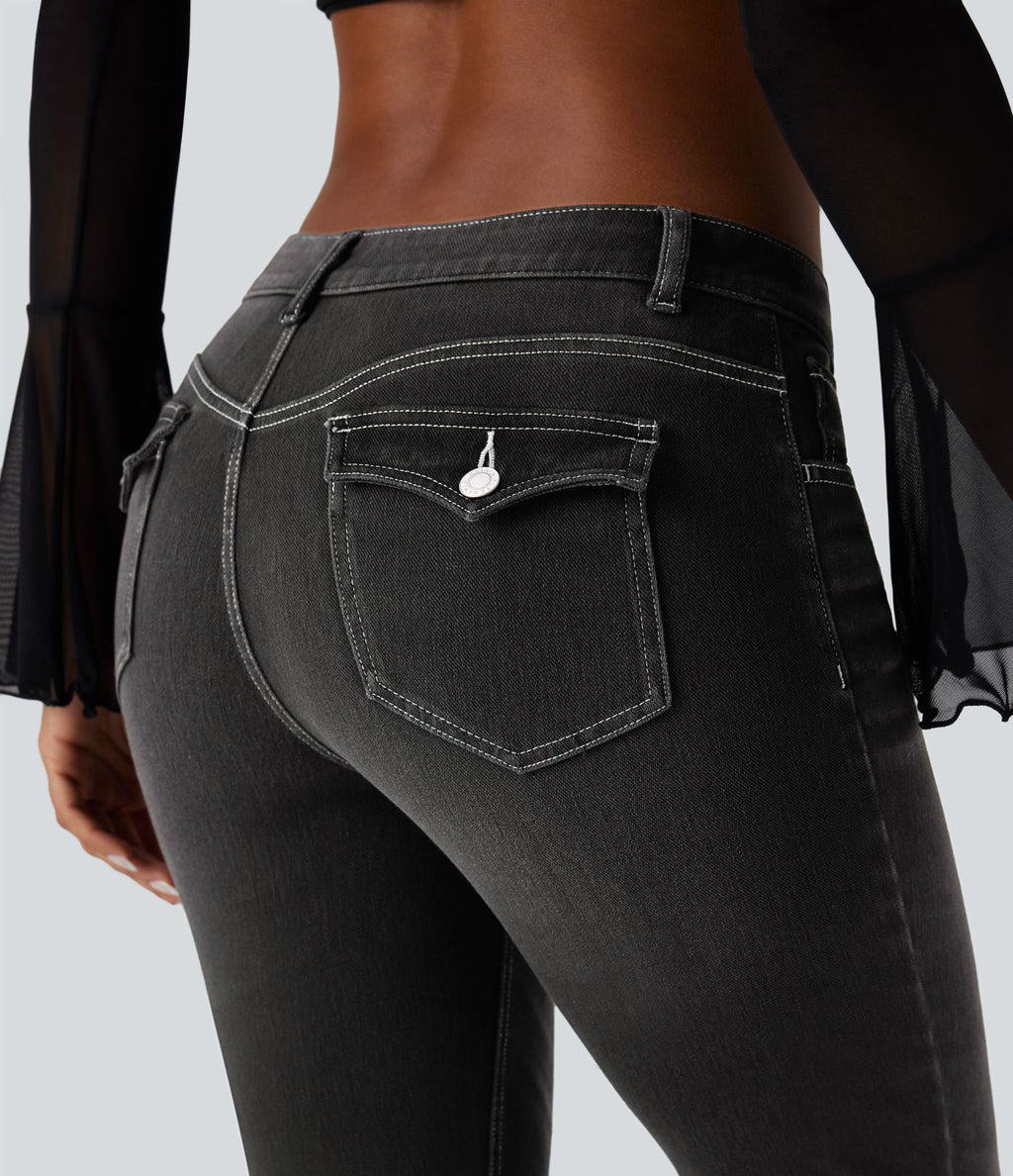 Jean skinny 7/8 décontracté taille basse Halara Flex™ avec poches