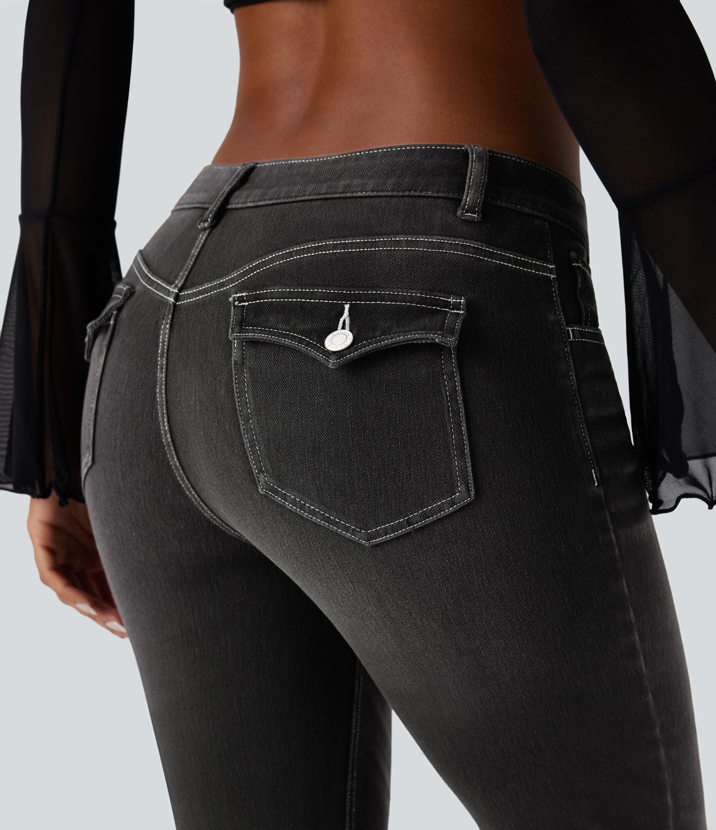 Jean skinny 7/8 décontracté taille basse Halara Flex™ avec poches