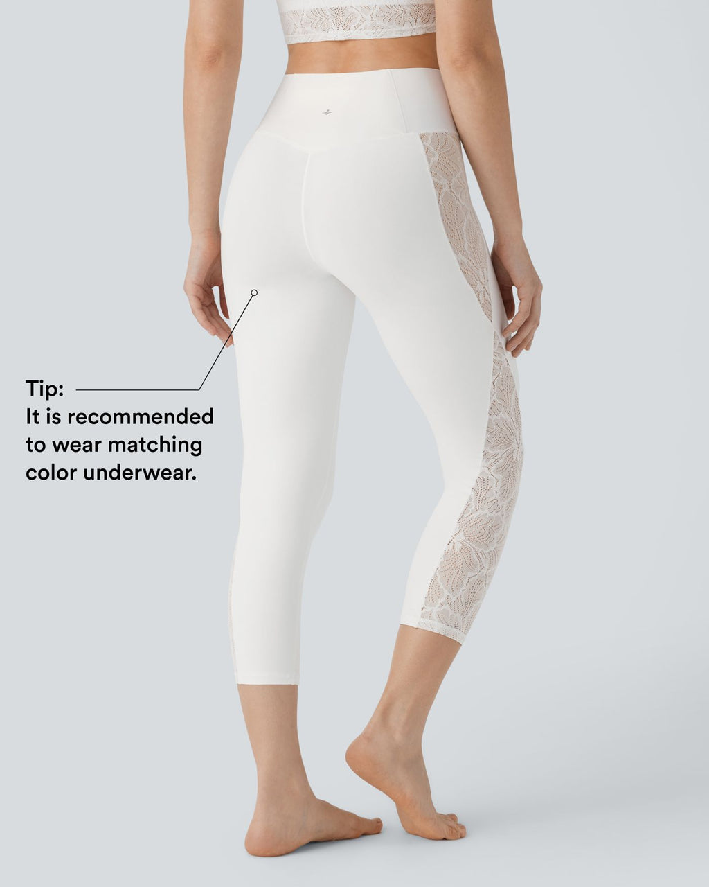 Legging corsaire de yoga taille haute croisé avec dentelle contrastée - Protection UPF50+