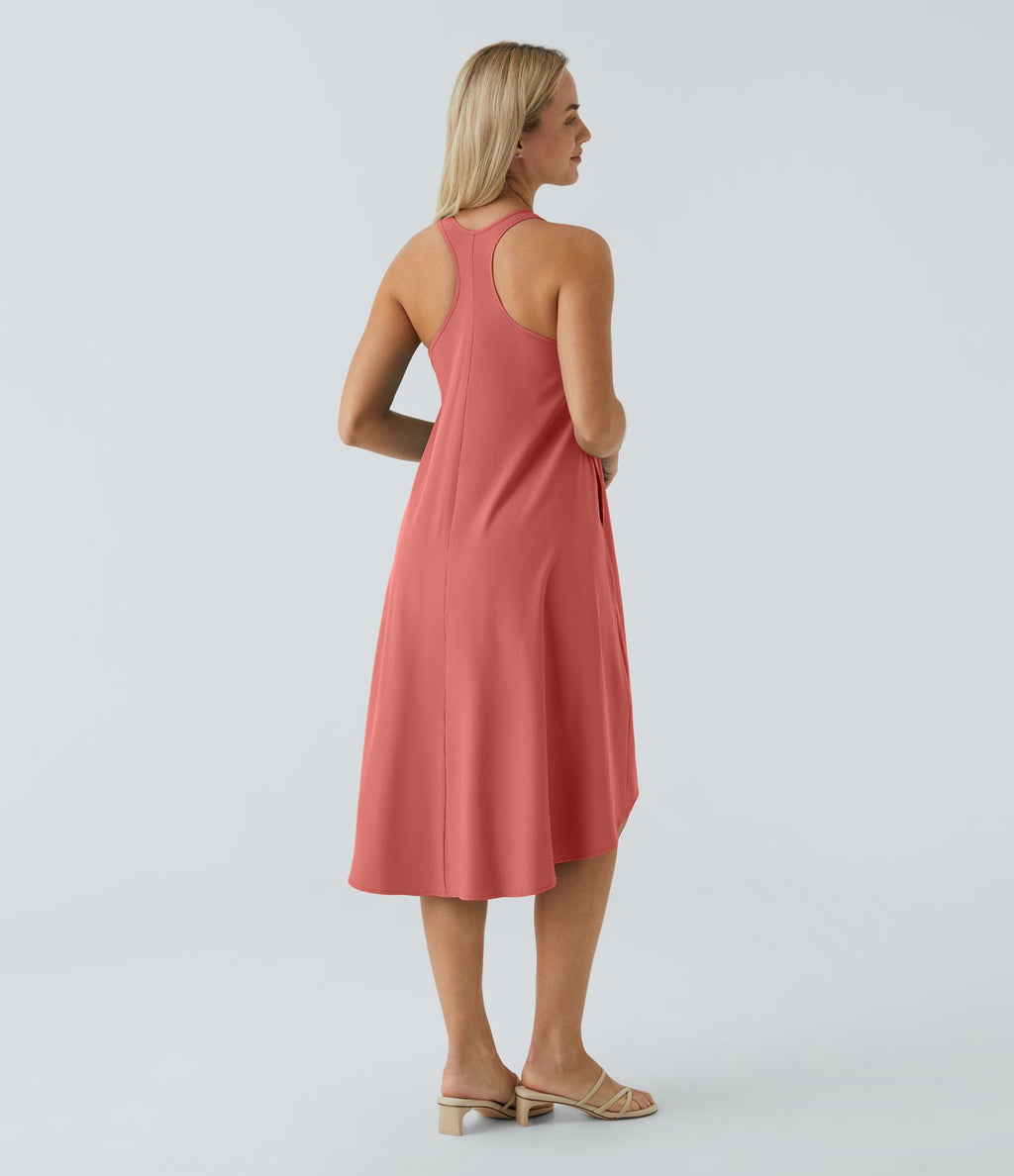 Robe décontractée mi-longue Breezeful™ dos nageur poche latérale fluide asymétrique séchage rapide A-C