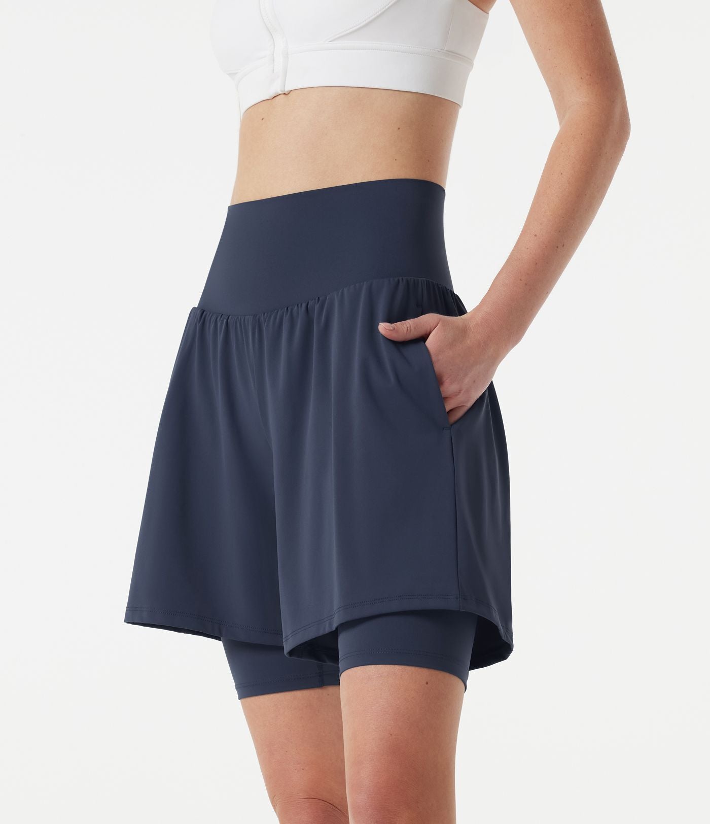 Short de yoga SoftlyZero™ Airy 2-en-1 taille très haute effet frais InstantCool 22,9 cm avec poches