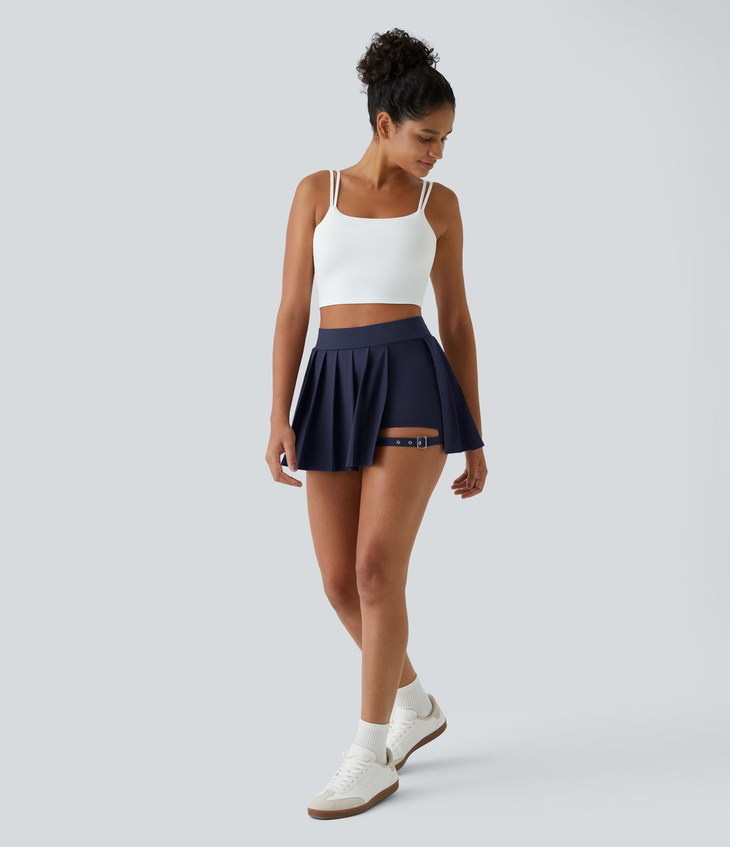 Breezeful™ Mini Jupe Soirée Plissée 2 en 1 Taille Haute Poche Latérale Boucle Réglable Séchage Rapide