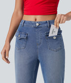 Jean évasé Halara Flex™ décontracté, taille moyenne, à poches