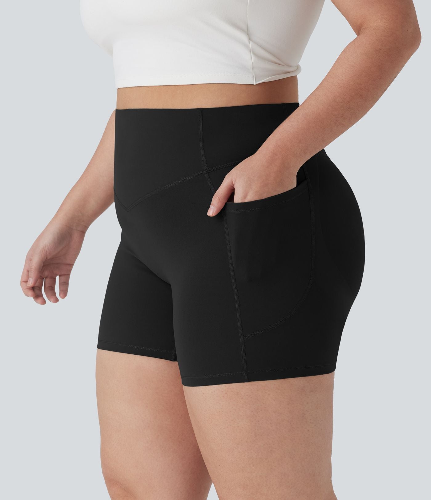 Short cycliste 7,5 cm d'entraînement gainant taille haute avec poches Halara UltraSculpt™
