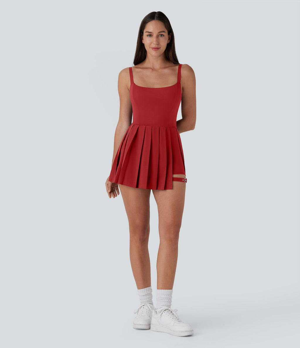 Breezeful™ Robe bain de soleil plissée à boucle ajustable 2-en-1 avec poche latérale séchage rapide micro-courte décontractée