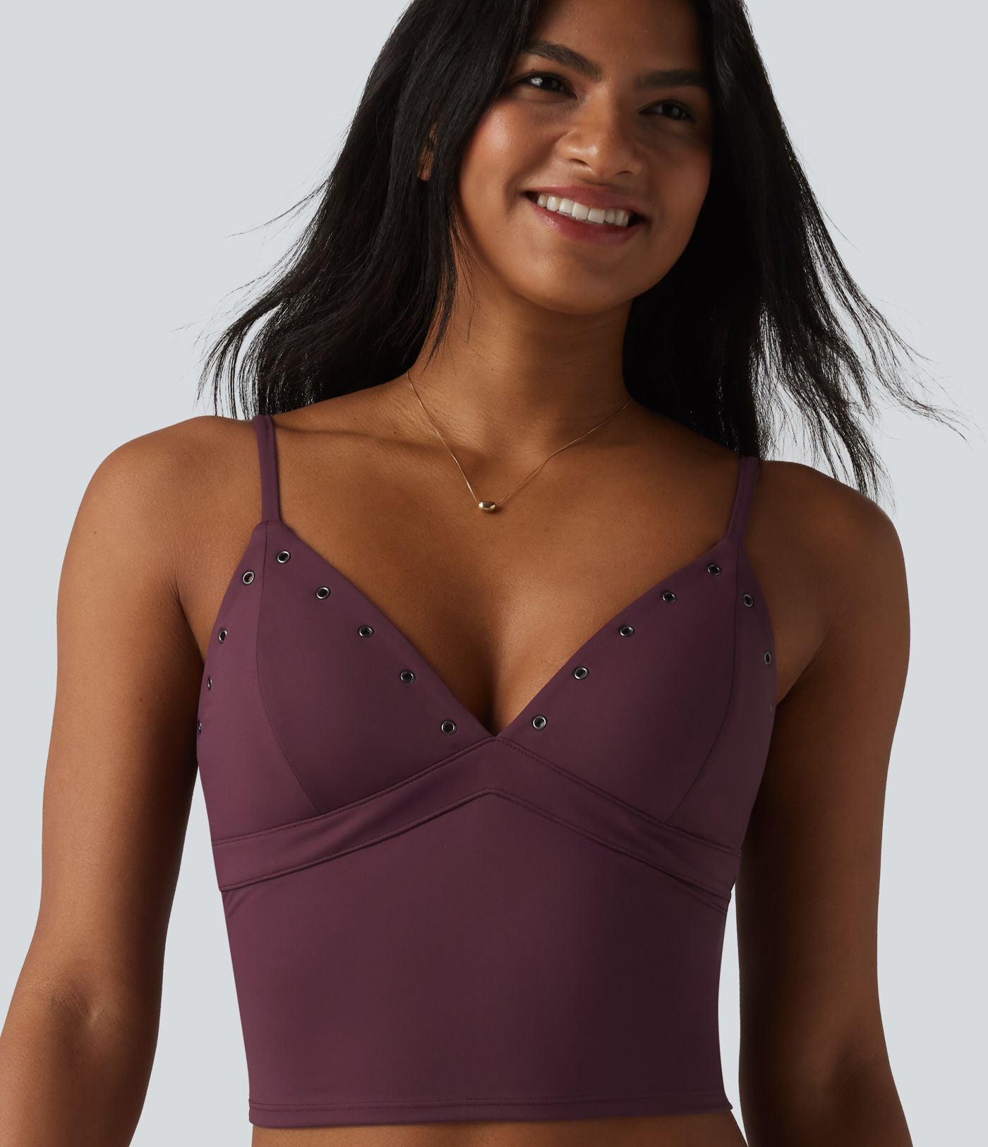 Débardeur court décontracté SoftlyZero™ à bretelles ajustables et œillets, avec brassière intégrée et effet frais InstantCool