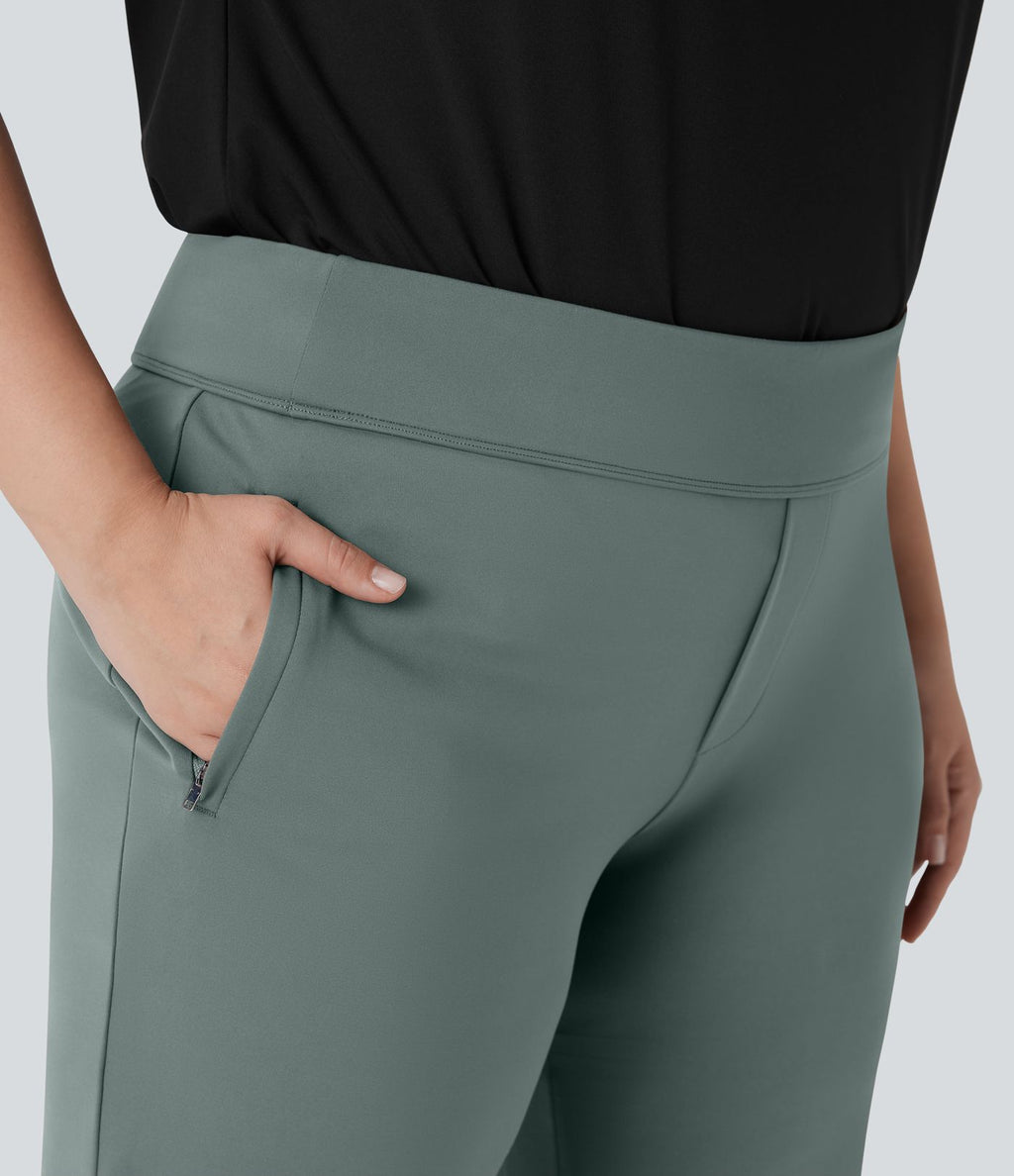 Pantalon tailleur évasé grande taille taille haute Halara Flex™ DayStretch avec poches zippées latérales