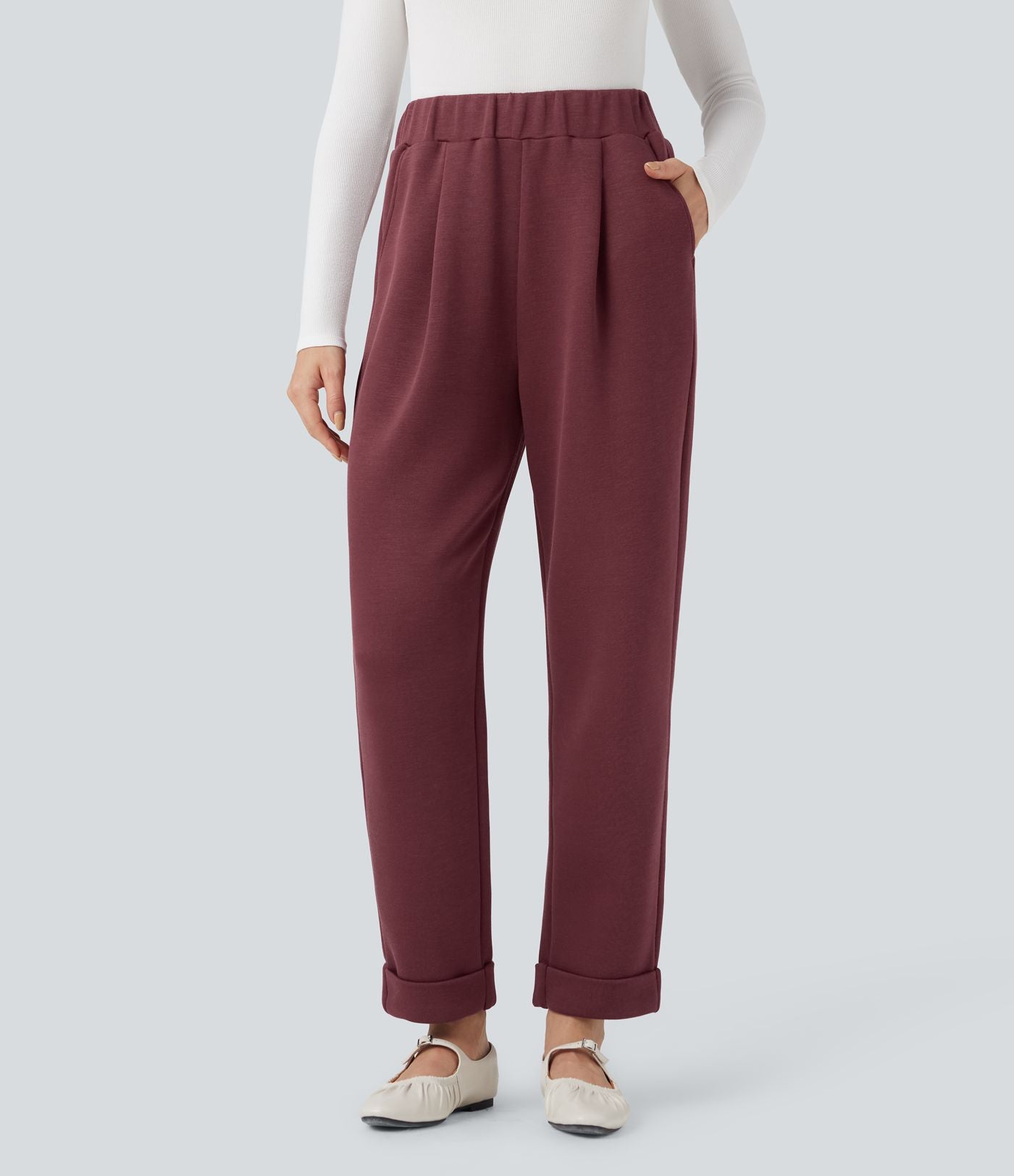 Pantalon décontracté SpacerTek™ taille haute, coupe fuselée avec poches