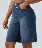 Halara Flex™ Bermuda en denim taille haute ventre plat avec poches