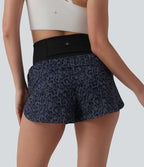 Short de running 2-en-1 taille haute imprimé léopard 7,5 cm avec poche
