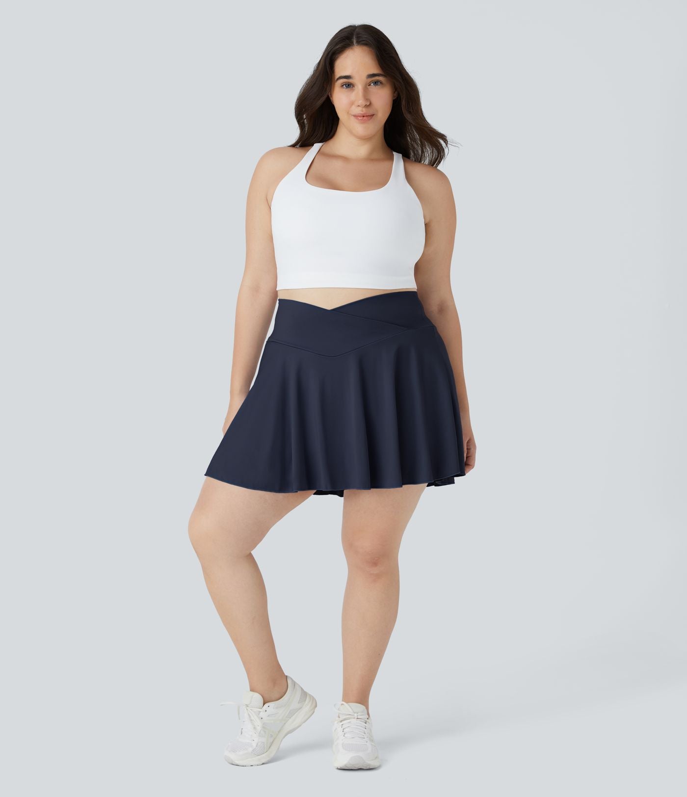 Jupe de tennis SoftlyZero™ Airy confortable 2-en-1 à taille haute croisée avec poches latérales, coupe évasée grande taille effet frais InstantCool, protection solaire UPF50+