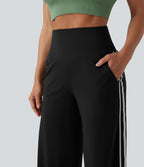 Pantalon ample yoga Halara UltraSculpt™ taille haute gainant à rayures color block avec poches