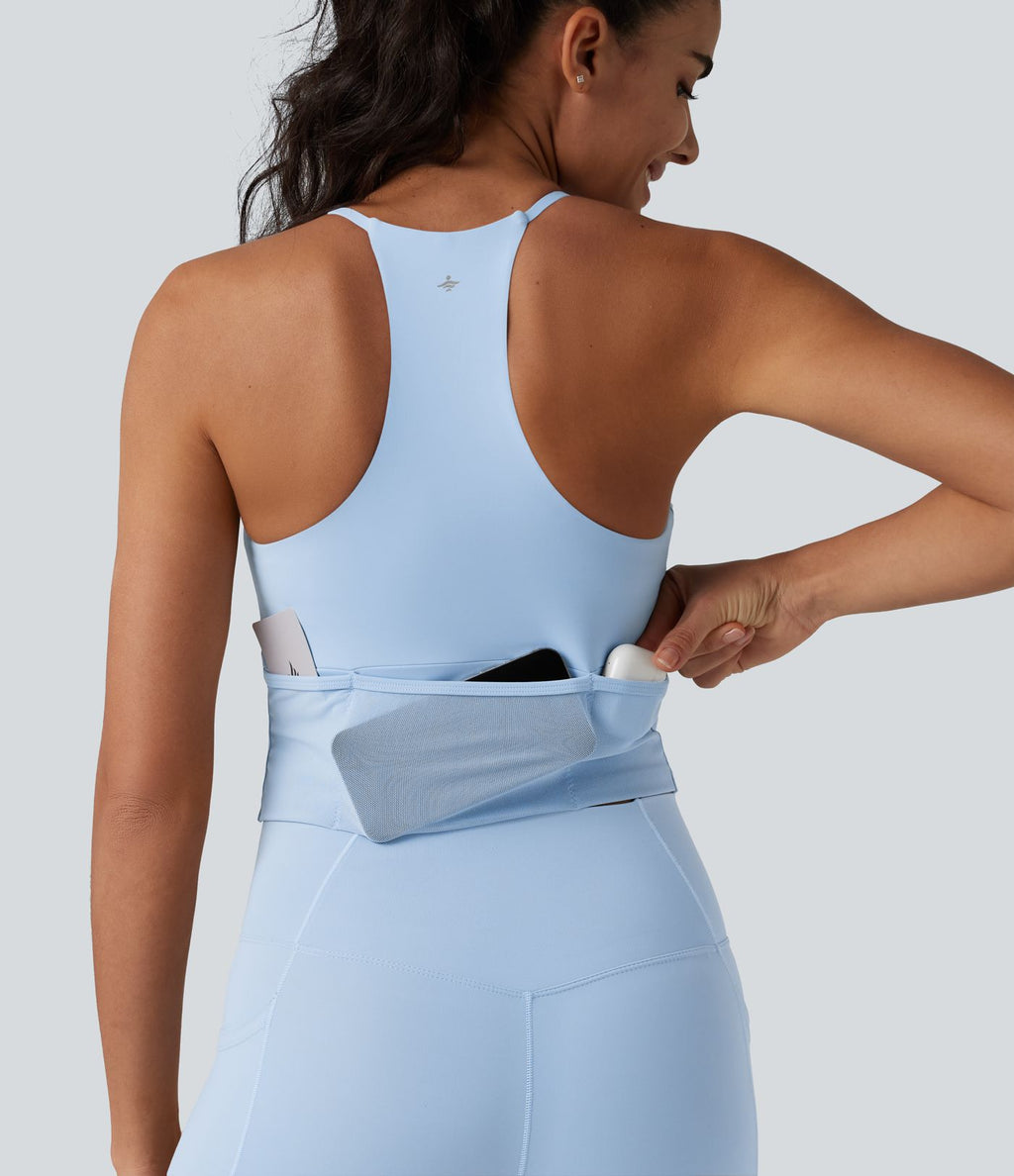 Débardeur de yoga SoftlyZero™ Airy dos nageur effet frais InstantCool avec brassière intégrée, poches, protection solaire UPF50+