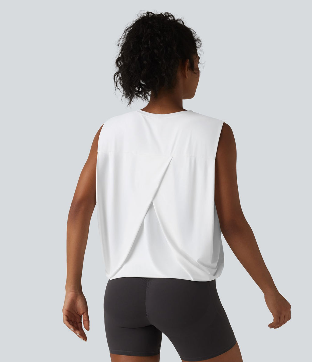 Débardeur de yoga col rond croisé effet frais InstantCool, protection solaire UPF50+