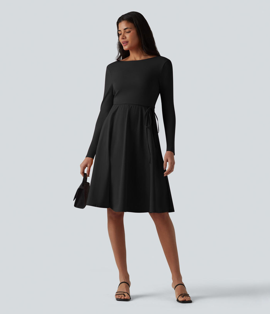 Robe midi SoftlyZero™ Airy 2-en-1 effet frais InstantCool à manches longues, coupe portefeuille et poches