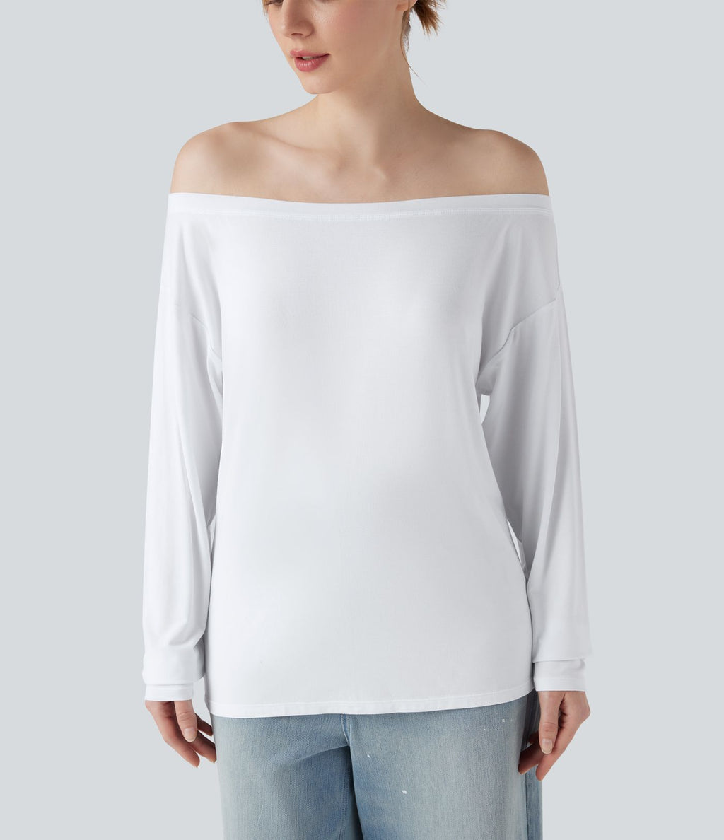 T-shirt épaules dénudées à manches longues
