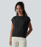 Pull décontracté sans manches col rond