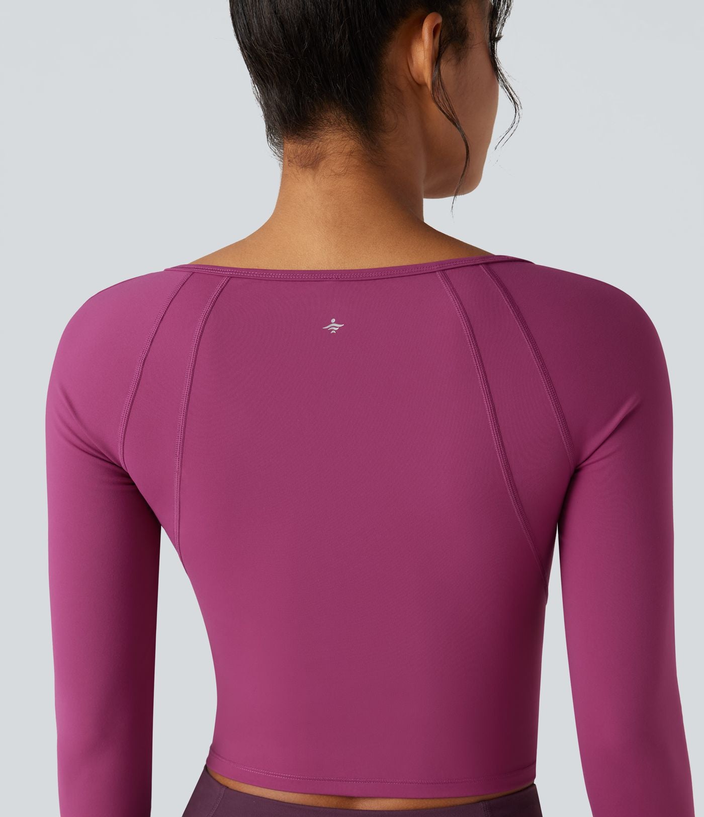Top de sport yoga SoftlyZero™ Plush col carré manches raglan longues avec trous pouces