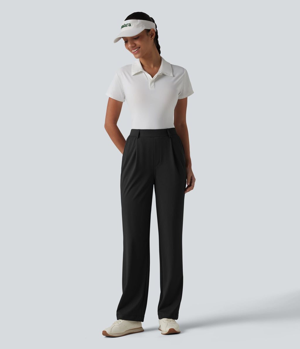 Pantalon de golf droit taille haute séchage rapide avec poches – UPF 40+
