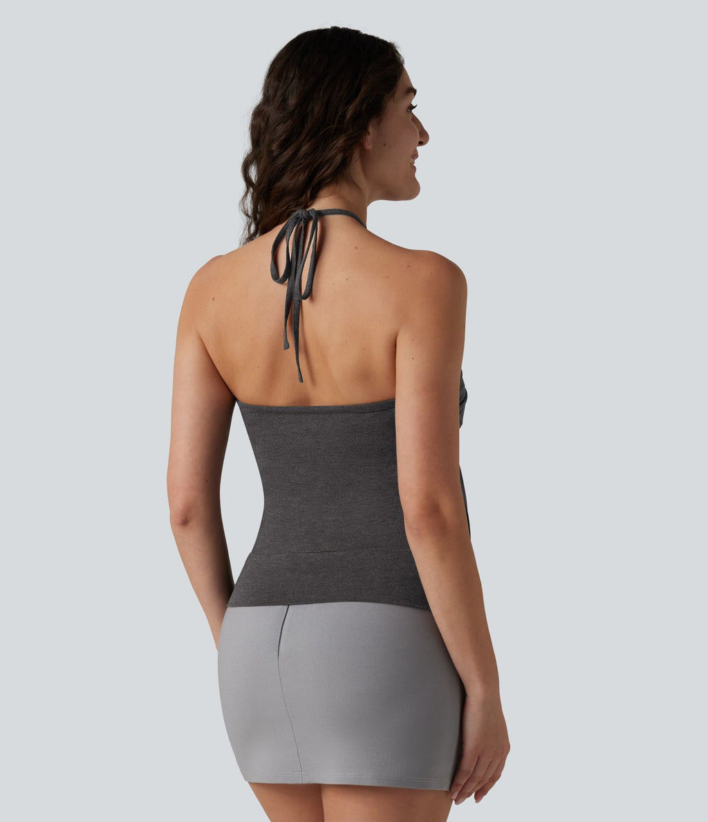 Débardeur casual dos nu à nouer avec soutien-gorge intégré