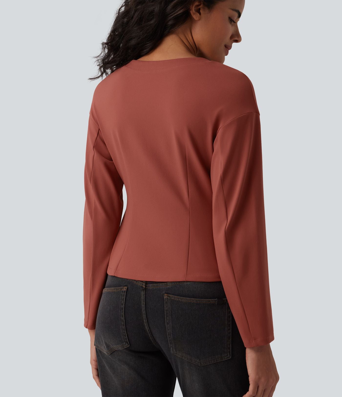 Haut casual col V manches longues avec boutons