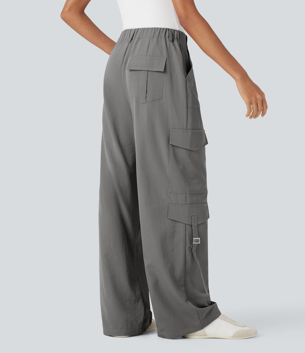 Pantalon cargo de voyage taille haute avec poches multiples