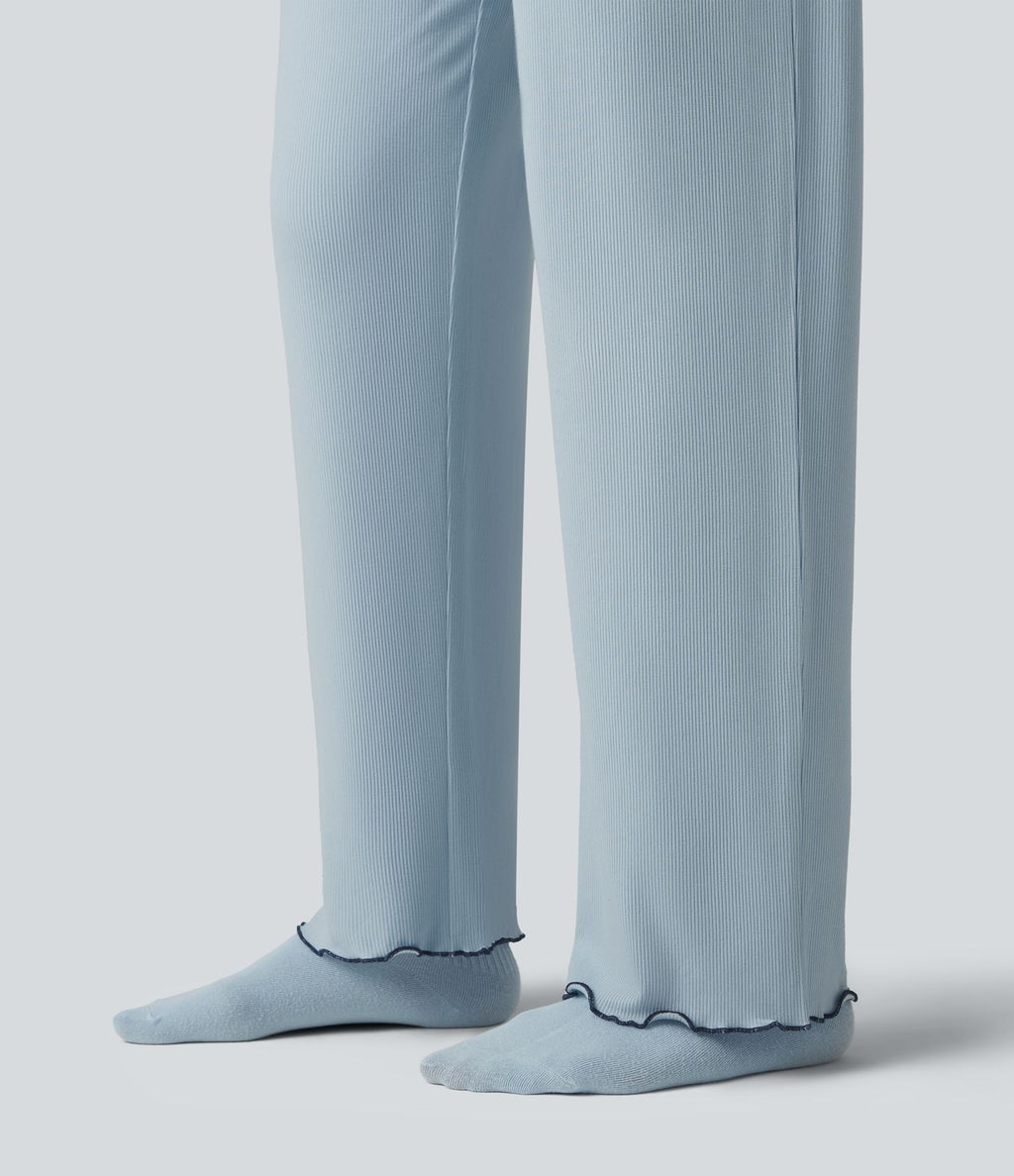 Pantalon d’intérieur taille haute ourlet à volants