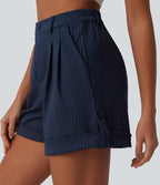 Short casual à rayures 12,5 cm taille haute avec poches