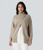 Pull tailleur col montant manches longues - Réversible devant et dos