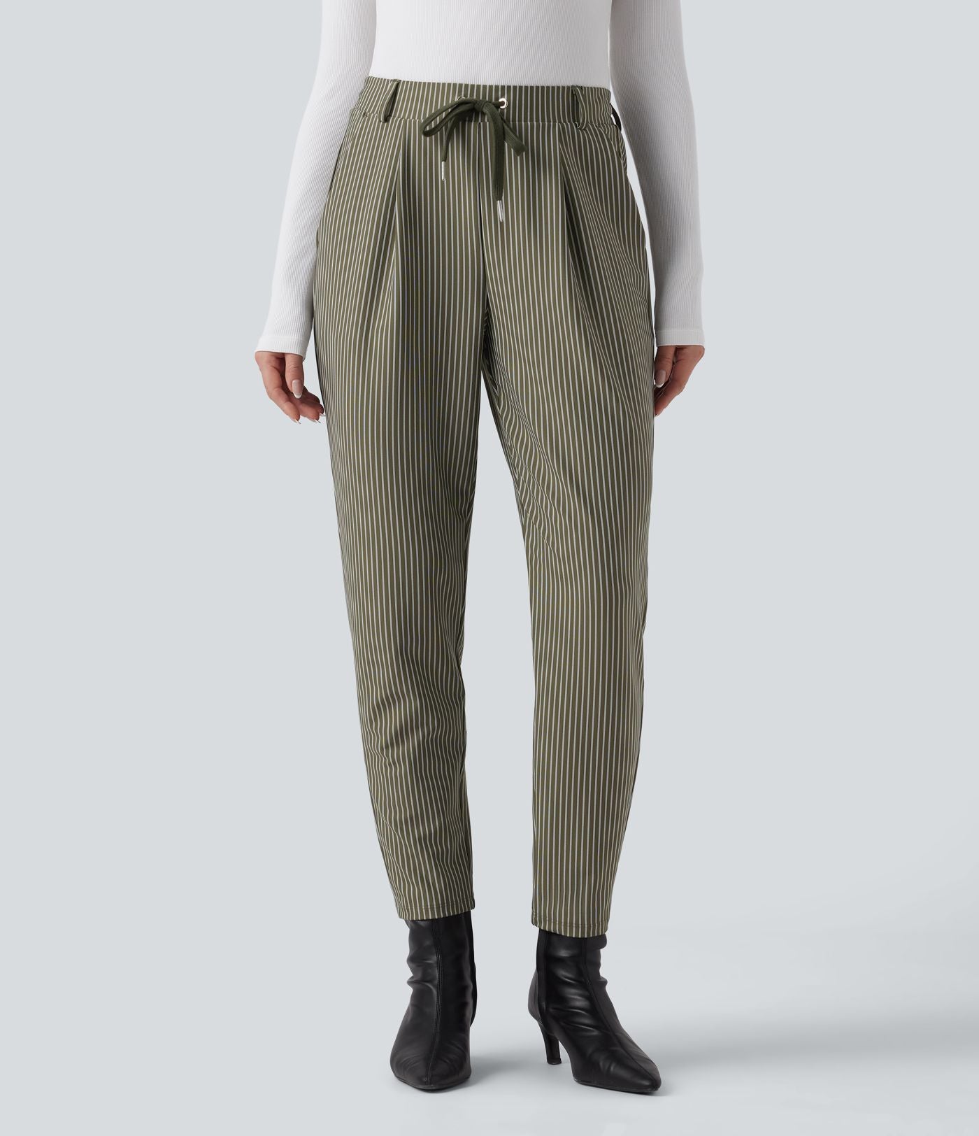Pantalon Halara Flex™ taille mi-haute à cordon, effet rayé, coupe fuselée avec poches