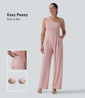 Combinaison décontractée asymétrique sans manches froncée soutien-gorge intégré avec poches - Easy Peasy
