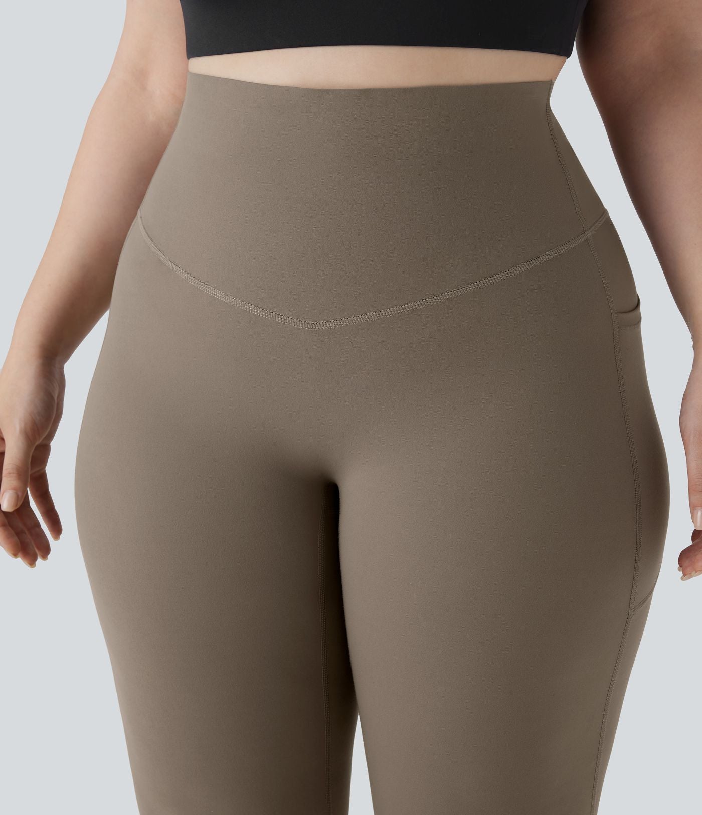 Pantalon de yoga à coupe bootcut gainant taille haute grande taille avec poches Halara UltraSculpt™