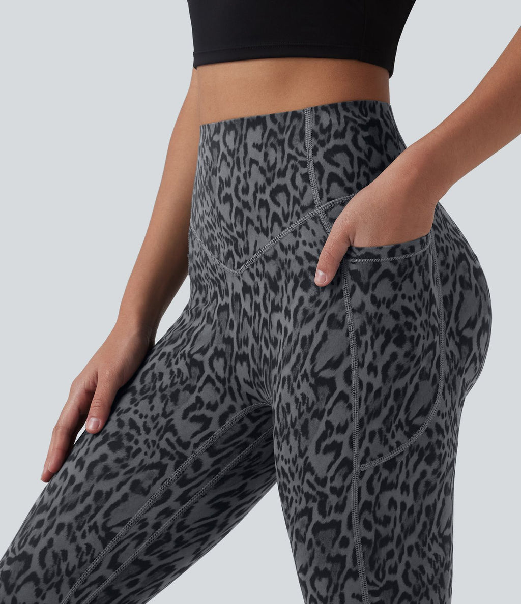 Legging d'entraînement taille haute gainant effet push-up imprimé léopard Halara UltraSculpt™ avec poches
