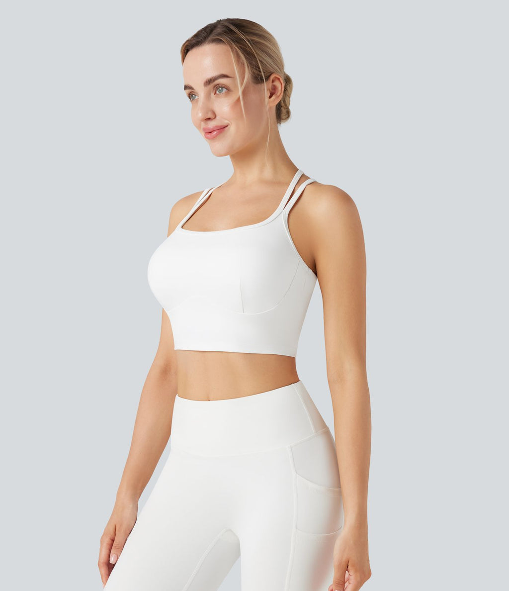 Soutien-gorge de sport yoga SoftlyZero™ Plush soutien souple double bretelles bonnets E-G
