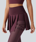 Legging de danse flare Breezeful™ 2-en-1 avec jupe plissée, taille haute, mesh contrasté, séchage rapide et poches