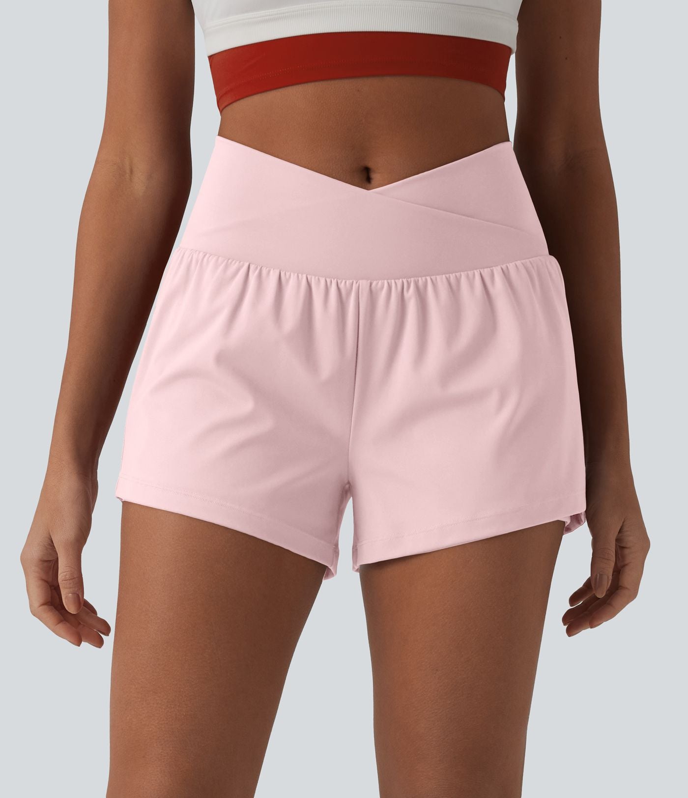 Short de yoga 2-en-1 SoftlyZero™ Airy croisé taille haute 7,5 cm effet frais InstantCool avec poches