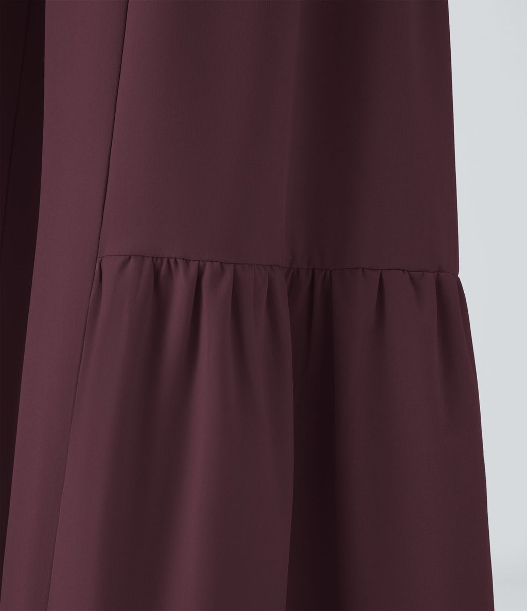Breezeful™ Pantalon Large Casual Taille Haute Froncé à Nouer Devant et Dos Fluide Séchage Rapide