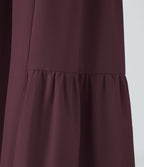 Breezeful™ Pantalon Large Casual Taille Haute Froncé à Nouer Devant et Dos Fluide Séchage Rapide